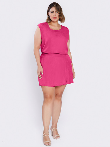 Conjuntinho Short Saia Plus Size Moda Blogueira Regata Solto