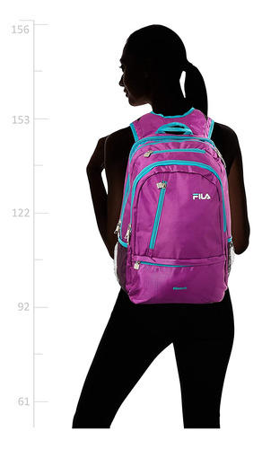 Fila Womens Duel Tablet And Laptop Backpack, Purple/teal, On