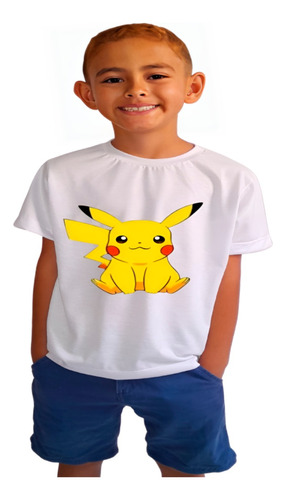 Camisa Camiseta Infantil Pika Chu Pokemo Desenho Game Serie