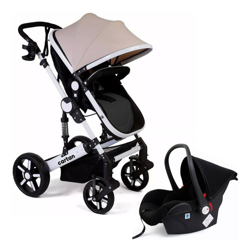 Cochecito De Paseo Cartan Stl500 Plus Beige Con Chasis Color Blanco