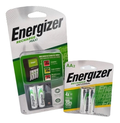 Combo Cargador De Baterias Recargables Energizer Maxi Aax4