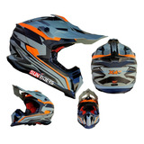 Casco Para Motociclista Cross X4-go Kov Verde Naranja Dot