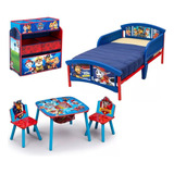 Cama Infantil Juguetero Y Mesa Con Dos Sillas Paw Patrol