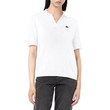 Polo Lacoste Mujer Blanca Original Pique Fluido Talla S