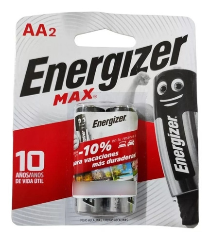 Pilas Aa X2 Baterias Energizer Maxima Duracion Alcalina  