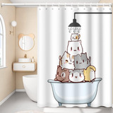 Umpoo Raining Cat Cortina De Ducha Para Niños Dibujos Animad