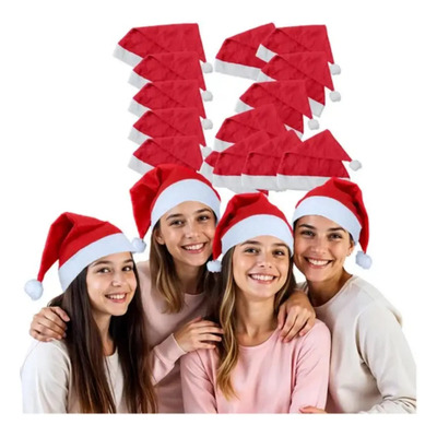 12pz Gorros Navideños Santa Claus Rojo Arbol Navidad Posadas Sombrero De Navidad Navideño Santa Fiesta De Navidad Un Ambiente Festivo