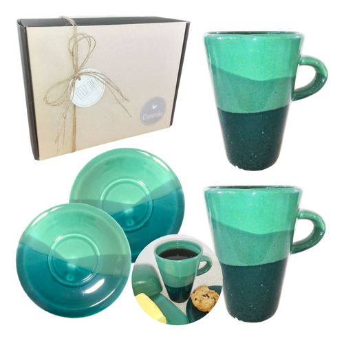 Set Desayuno Taza Cerámica Regalo Kit Artesanal Caja Kvjp003