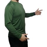 Buzo Deportivo Camiseta Larga Gym Lycra Militar  Verde