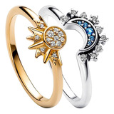 Anel Chevvy Sun And Moon, Anel De Amizade E Amor, 2 Unidades