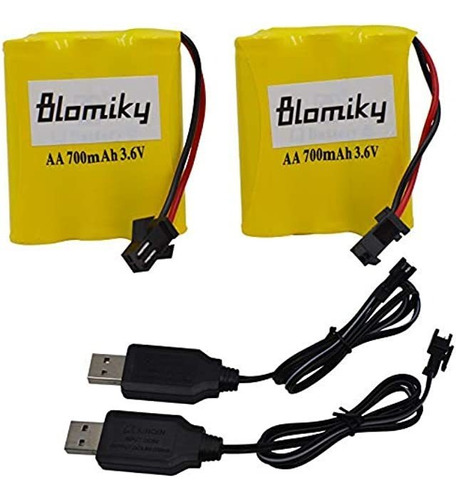 Blomiky Paquete De 2 Baterías Recargables Aa Nicd 3.6v 700m