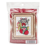 Stocking Cat W/frame Mini Counted Cross Stitch Kit-3x4 ...