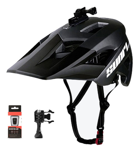 Casco De Bicicleta Mtb Con Luz Trasera Y Soporte Para Gopro