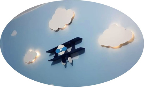 Avião Prateleira Pequeno Príncipe Mais Kit De Nuvem Led Pmg