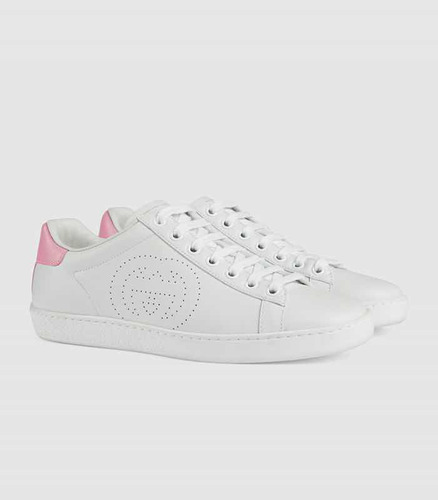 Gucci Zapatillas Ace Blanco Y Rosa Talla 38 Made In Italy