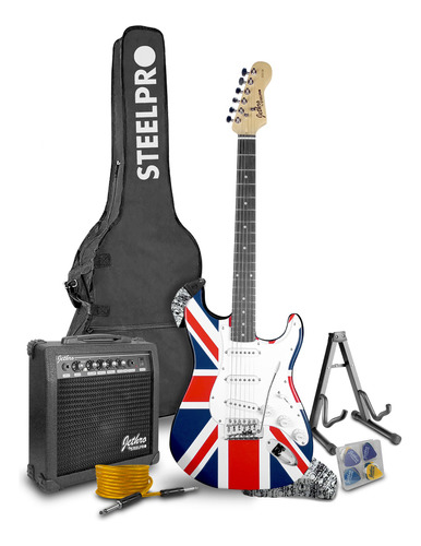 Paquete Guitarra Electrica Jethro Series By Steelpro Inglesa Orientación De La Mano Diestro