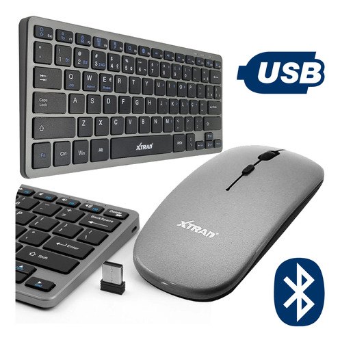 Teclado Mouse Bluetooth Recarregável Wireless Tv Smart Nf