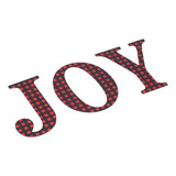 Letra Joy Roja Negra Con Diseño A Cuadros De Madera