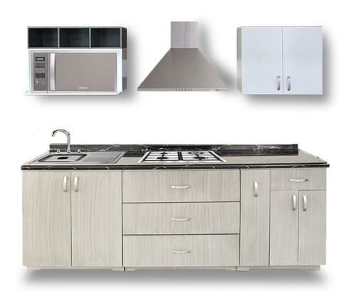 Cocina Integral Moderna Amsterdam Izquierda 2.10m Gris.