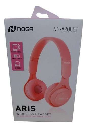 Auricular Inalámbrico Bluetooth Noga A208 Manos Libres Rosa