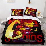 Cómodo Juego De Cama Funda De Almohada Iron Man De Dibujos A