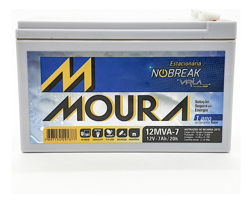 Bateria Nobreak Selada Agm Moura 7ah 12v Lanterna Envio 24h