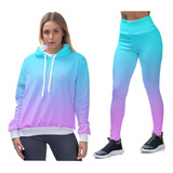 Kit Moletom Blusa Frio Feminina Calça Legging Fitness Treino