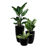 Kit 3 Vasos Liso P M G Estilo Vietnamita Plantas Casa Jardim