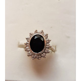 Hermoso Anillo Marquesa Circón Negro Y Blanco Plata 9.50