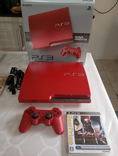 Playstation 3 Slim 320gb Cor Scarlet Red Na Caixa