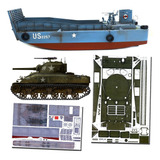 Lancha Desembarco + Sherman Dia D Pack  Papercraft