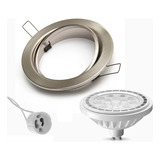 Spot Redondo Embutir De Techo Móvil Luz Led Ar111 12w Acero Platil Circular Gu10 Completo Listo Para Instalar