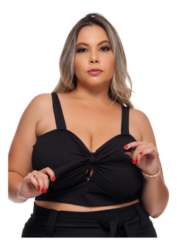 Cropped Lacinho Rosa Soul Moda Plus Size