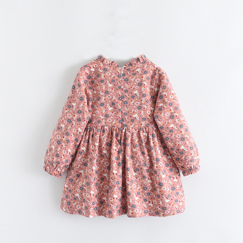 Vestido Floral Manga Larga Con Volantes Para Niñas Pequeñ