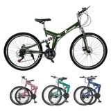 Bicicleta Montaña Verde R26 Plegable 21 V Freno De Disco