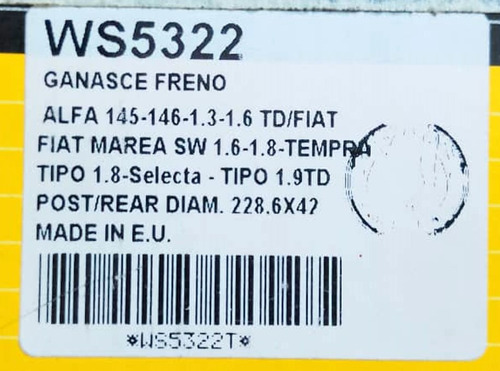 Banda De Frenos Fiat Tempra Tipo 1.8 2.0 Alfa Romeo 145 146* Foto 5