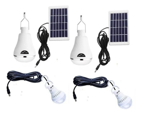 Kit Ampolletaled Camping 10w Solar Con Panel 7 Horas X2