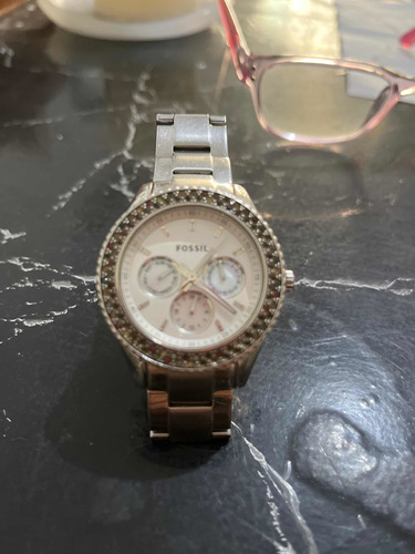 Reloj Fosil Dama Con Incrustaciones De Piedras