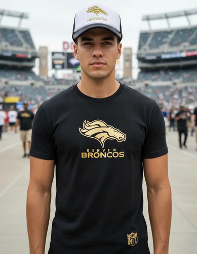 Kit De Playera + Gorra Sublimada Estilo Denver Broncos Gold
