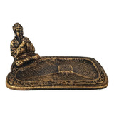 Incensário Retangular Resina Buda Dourado