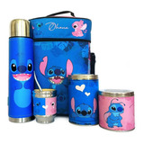 Equipo De Mate Completo Stitch Azul Cuero Set Kit Matero 