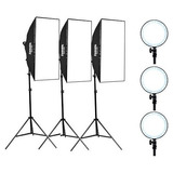 Kit 3 Iluminação Contínua Soft Box 50x70cm Led 2700k/5500k 