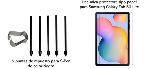 Mica Tipo Papel + 5 Puntas S Pen Para Samsung Galaxy Tab