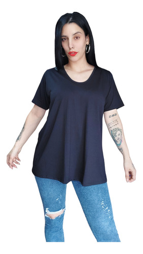 Remera Tipo Remeron Mujer Modal C Lycra Manga Corta Renata