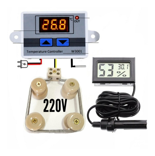 Kit P Chocadeira 220v Termostato Digital Resistência Medidor