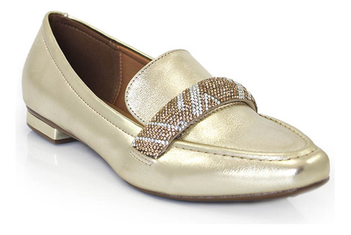 Sapato Mocassim Feminino Vizzano Tira Em Strass