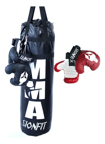 Saco De Boxeo Relleno +2 Pares  De Guantes + Soporte 