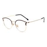 Marco Lentes Ópticos Metal Round Cat Eye Gold Black M 50mm