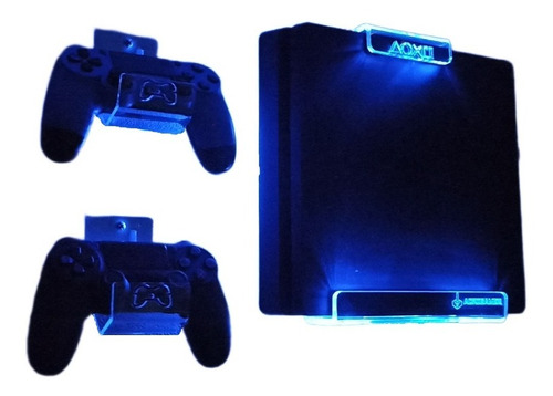 Base Soporte Para Ps4 Con Led Rgb Y Dos Bases Para Control