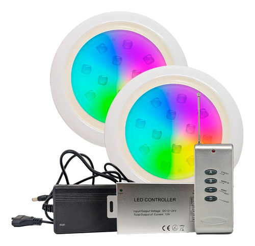 Kit 2 Luz Led Piscina Colorida 18w Rgb Proteção Ip68 Bivolt